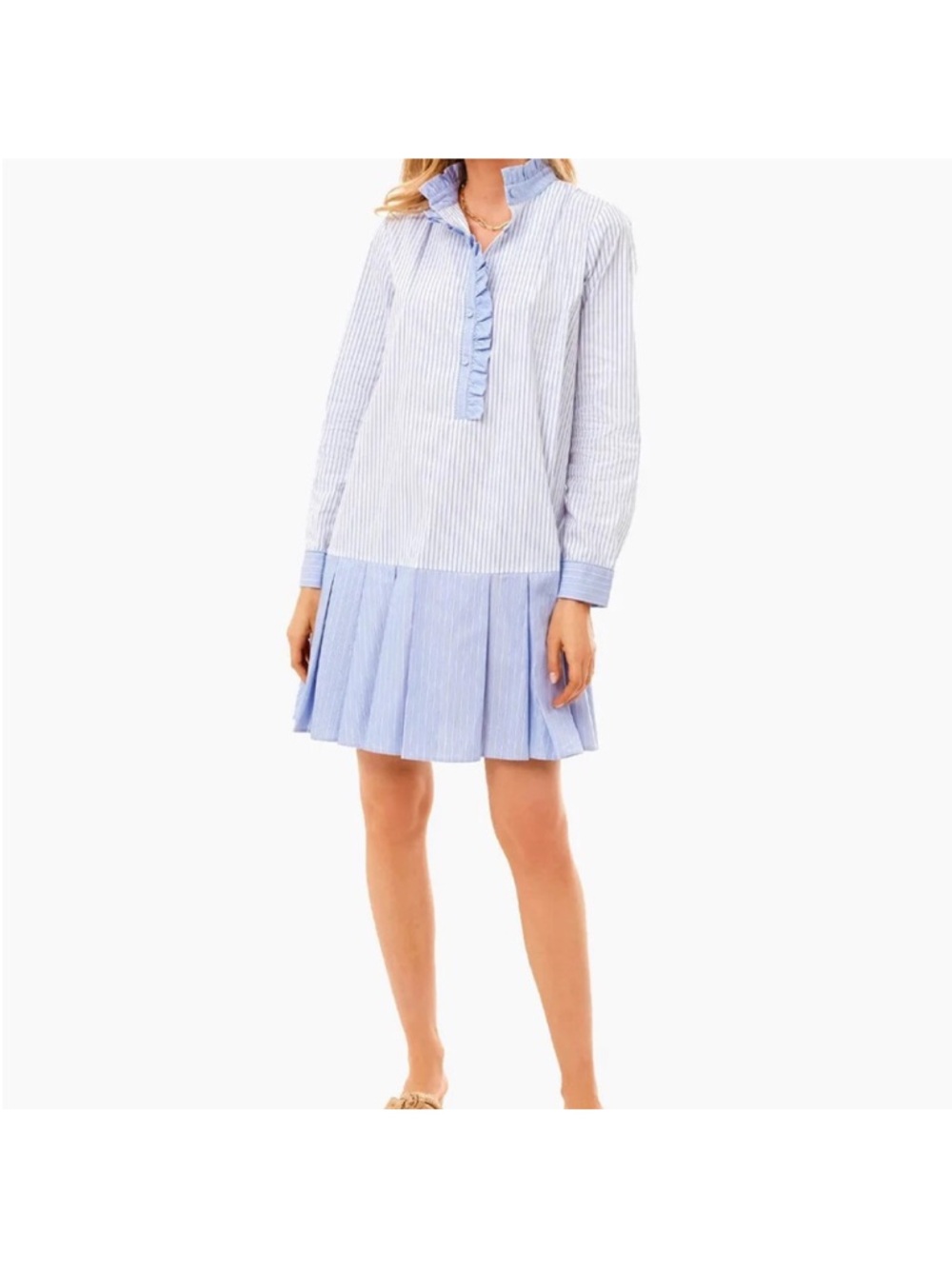 Tuckernuck Gentleman’s Stripe Tate Light Blue and White Striped Dress, Large